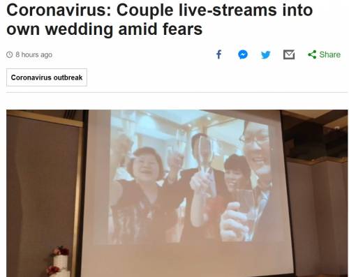 Singapore, festeggiano il matrimonio in streaming: gli ospiti hanno paura del coronavirus