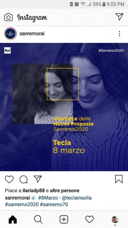 Sanremo, gaffe della Rai: su Instagram vince Tecla