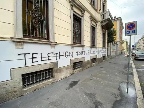 Imbrattata la sede Telethon: "Non si può oscurare la voce della ricerca"
