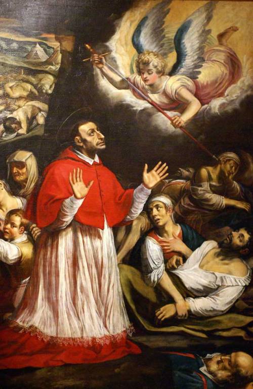 L’esempio di San Carlo Borromeo che affrontò così l’epidemia di peste del suo tempo.Gesti oggi più che mai esemplari.