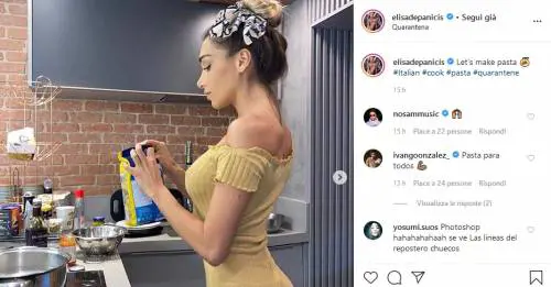 Elisa De Panicis si improvvisa in cucina, ma esagera con il fotoritocco