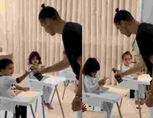 Cristiano Ronaldo versione "casalingo" spiega ai figli come disinfettare le mani