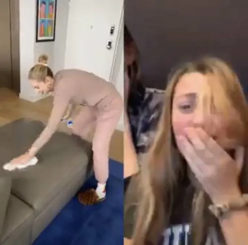 Chiara Ferragni pulisce il divano, suo marito la prende in giro