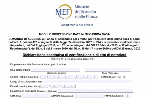 Coronavirus, sospensione rata del mutuo: modulo e requisiti