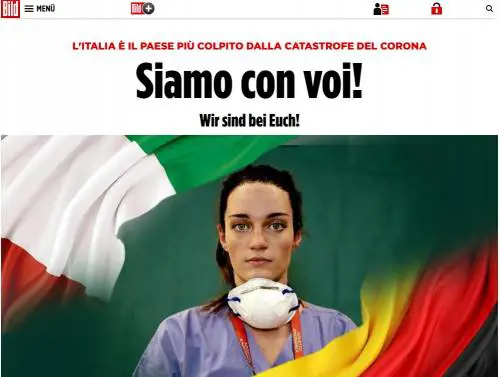 Dalla "Bild" solidarietà all'Italia. Con le parole