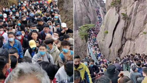 Cina, oltre 20mila turisti "prendono d'assalto" le Montagne Gialle
