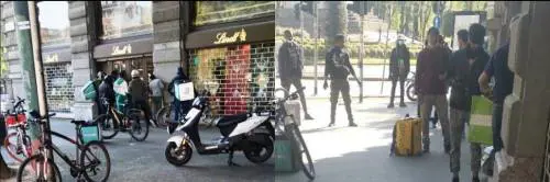 I riders della consegne a casa? Ammassati e senza mascherine