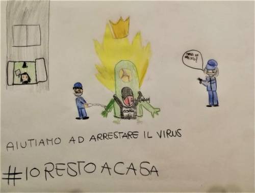 Milano, i disegni dei figli dei poliziotti che combattono il virus
