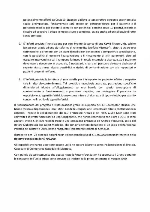 L'impegno del Rotary contro la pandemia