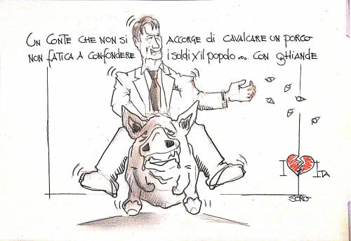 La vignetta del giorno: Conte confuso sul suo destriero