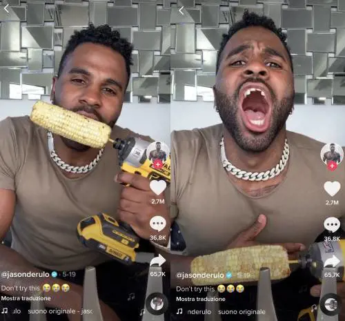 Mangia la pannocchia sul trapano: Jason Derulo si spezza i denti 