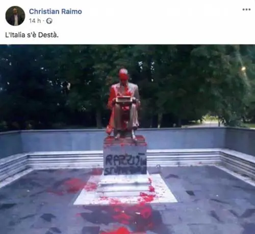 Lo scrittore dem esulta per lo sfregio a Montanelli: "Simbolo di razzismo e cultura dello stupro"