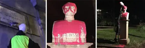 Vernice rossa e vie per Floyd: il blitz vandalico al Pincio