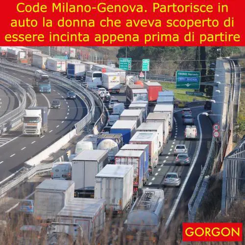 La satira del giorno: partorisce in coda sulla Milano-Genova
