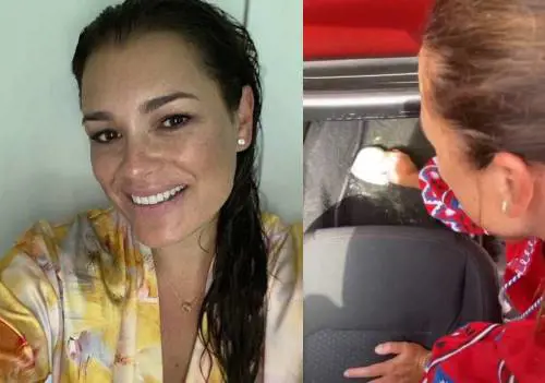 "Bello avere la cabrio". Alena Seredova svuota l'auto allagata con una tazza