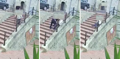 Pesta e deruba anziano disabile e va al bar: ecco il video choc
