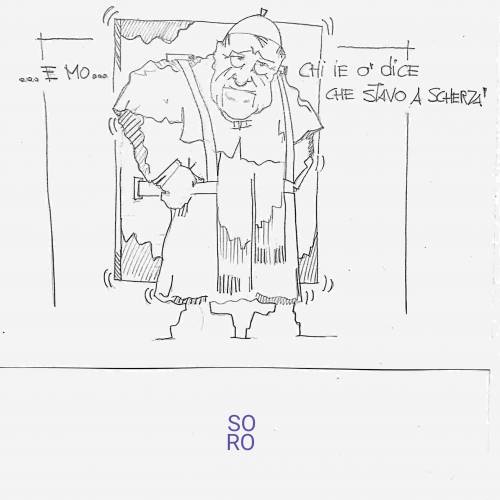 La vignetta del giorno: Sua Santita sugli omosessuali  non sopporta più il peso e torna su sui passi