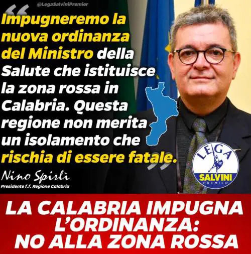 Calabria "zona rossa"? Spirlì impugna l'ordinanza