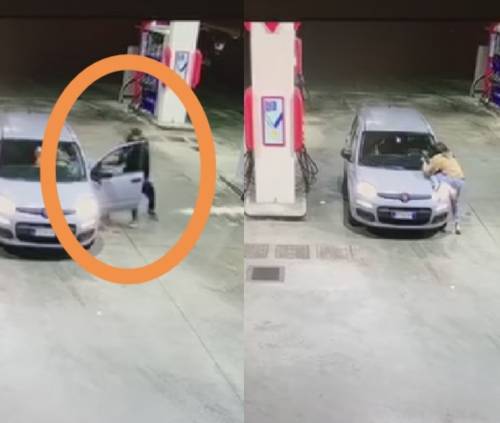 Rapina choc al distributore: banditi trascinano donna fuori dall'auto e la investono