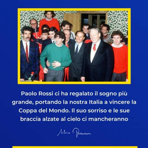 Berlusconi ricorda Paolo Rossi: "Ci ha regalato il sogno più grande"