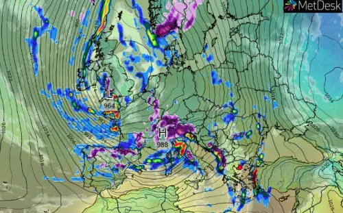 In viola, l'accumulo complessivo delle nevicate al Nord