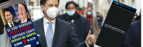 "Mandiamo Renzi a casa". Ma poi Conte cancella il post