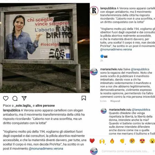 "Ecco la libertà delle donne" I manifesti anti aborto imbrattati dalle femministe