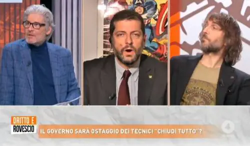 "Draghi è stato santificato", "Faccia l'antidoping". Cruciani stuzzica Romano ed è rissa in tv