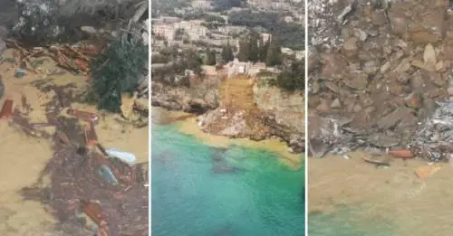 Camogli, cimitero crollato: le salme preda dei gabbiani