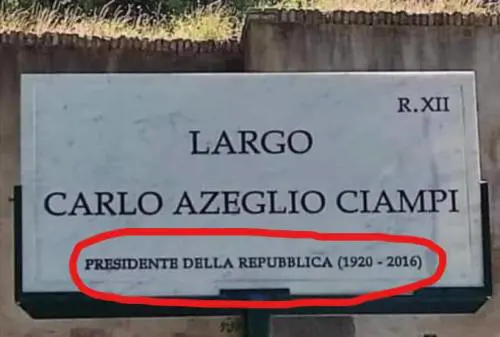 Spunta un altro errore sulla targa per Ciampi 