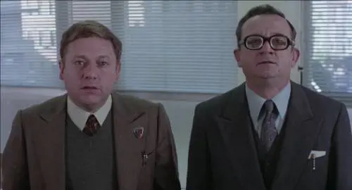 Il ragionier Ugo Fantozzi (Paolo Villaggio) e il geometra Silvio Renzo Filini (Gigi Reder)