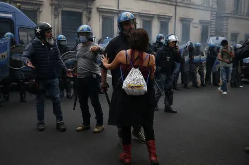 Manifestazione no pass a Roma