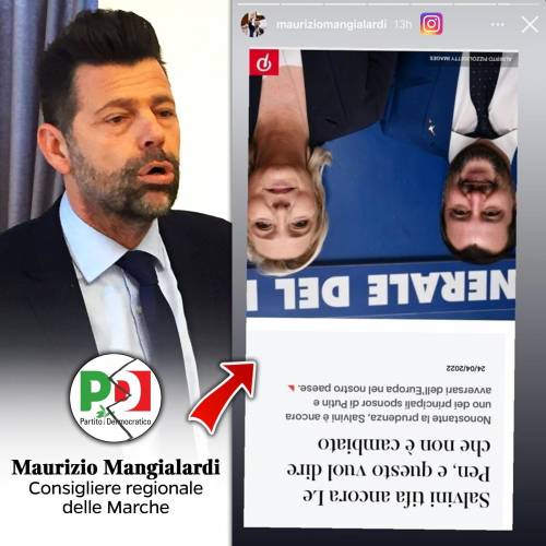 Salvini e Le Pen a testa in giù: bufera sul post choc del consigliere Pd