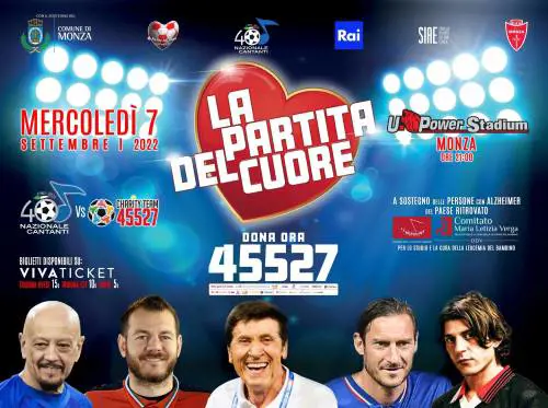 Partita del cuore, in campo anche Totti e Batigol
