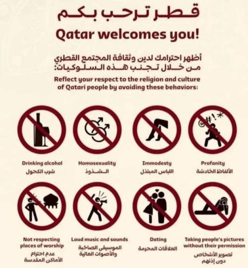 "No ad alcol, volgarità e abbigliamento indecente". Tutti i divieti di Qatar 2022