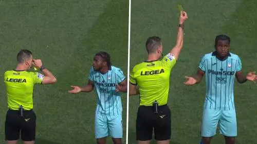 Lookman ammonito e incredulo. Fonte goal.com