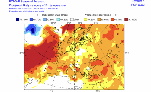 Anomalia di temperatura a 2 metri sul livello del mare per febbraio. Fonte Copernicus
