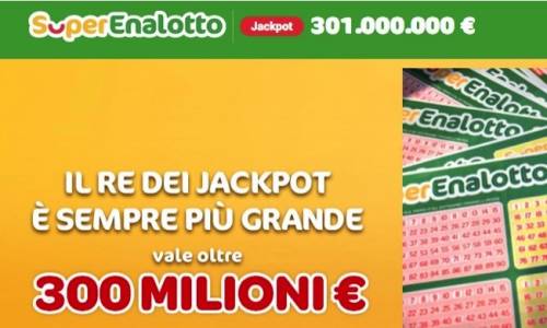 SuperEnalotto, jackpot record: 301 milioni di euro