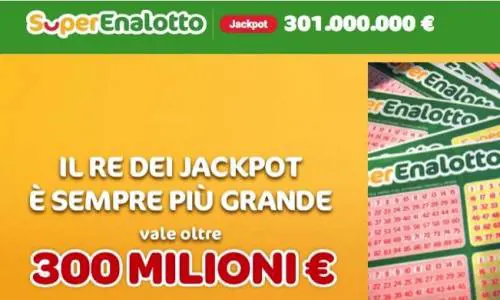 SuperEnalotto, jackpot record: 301 milioni di euro