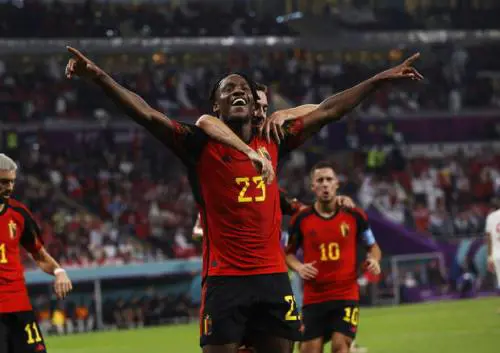 Batshuayi festeggia il gol partita contro il Canada. Doha, 23 novembre 2022