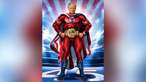 Trump si traveste da "supereroe"