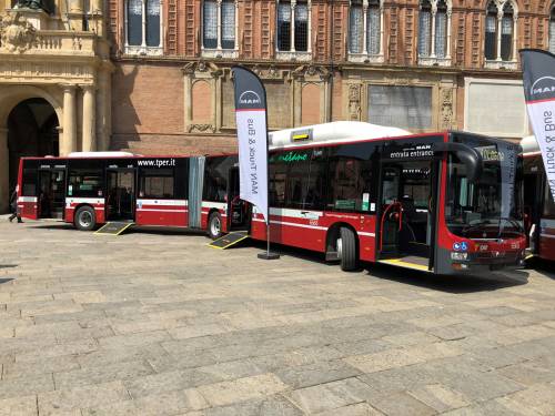 Alcuni bus in servizio a Bologna