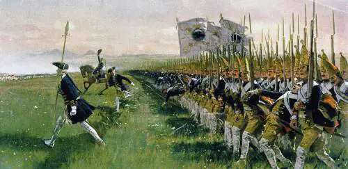 "Battaglia di Hohenfriedberg, Attacco della Fanteria prussiana", di Carl Röchling
