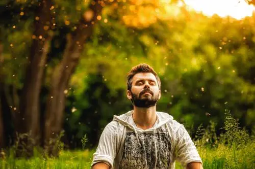 uomo che respira
