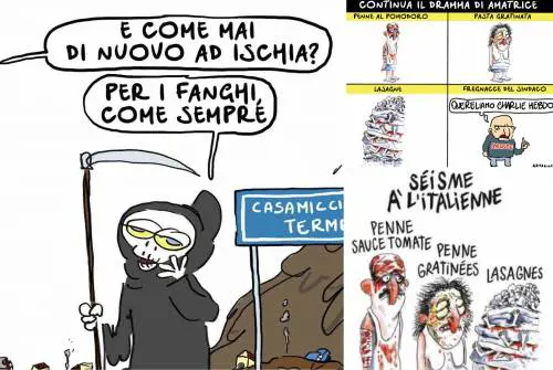 Da Amatrice a Ischia, passando per Lollobrigida: tutte le vignette choc di Natangelo 
