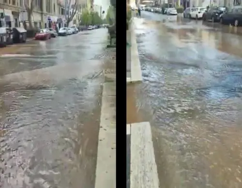 Roma, una via diventa un fiume: cosa è successo