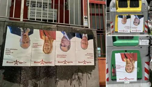 Meloni e i ministri "a testa in giù": l'ennesima vergogna dei centri sociali per il 25 aprile