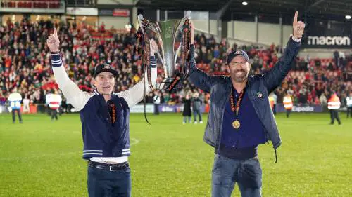Rob McElhenney e Ryan Reynolds, i proprietari del Wrexham Afc. Foto: Agenzia Fotogramma.