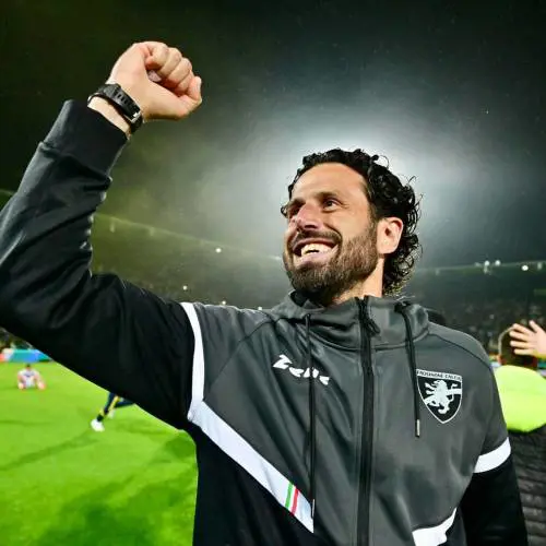 La gioia di mister Fabio Grosso (Frosinone Calcio)
