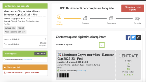6.500 euro un biglietto: le folli cifre dei bagarini per Manchester City-Inter